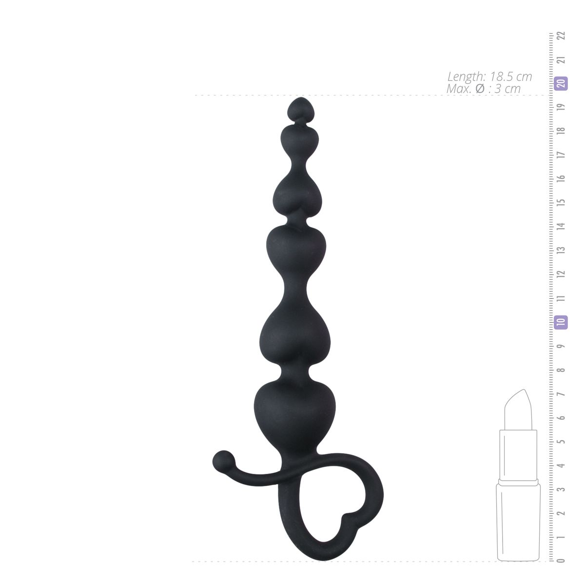 Schwarze Analkugeln mit herzförmigem Griff