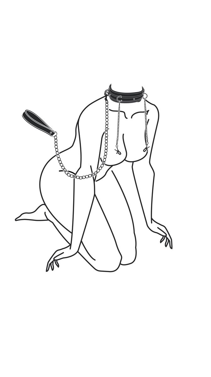 Easytoys Fetish - Lederhalsband mit Nippelketten