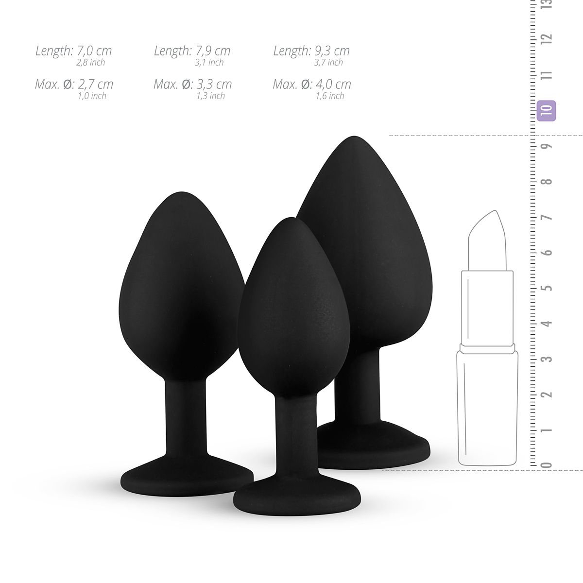 Analplug aus Silikon mit Diamant - Schwarz