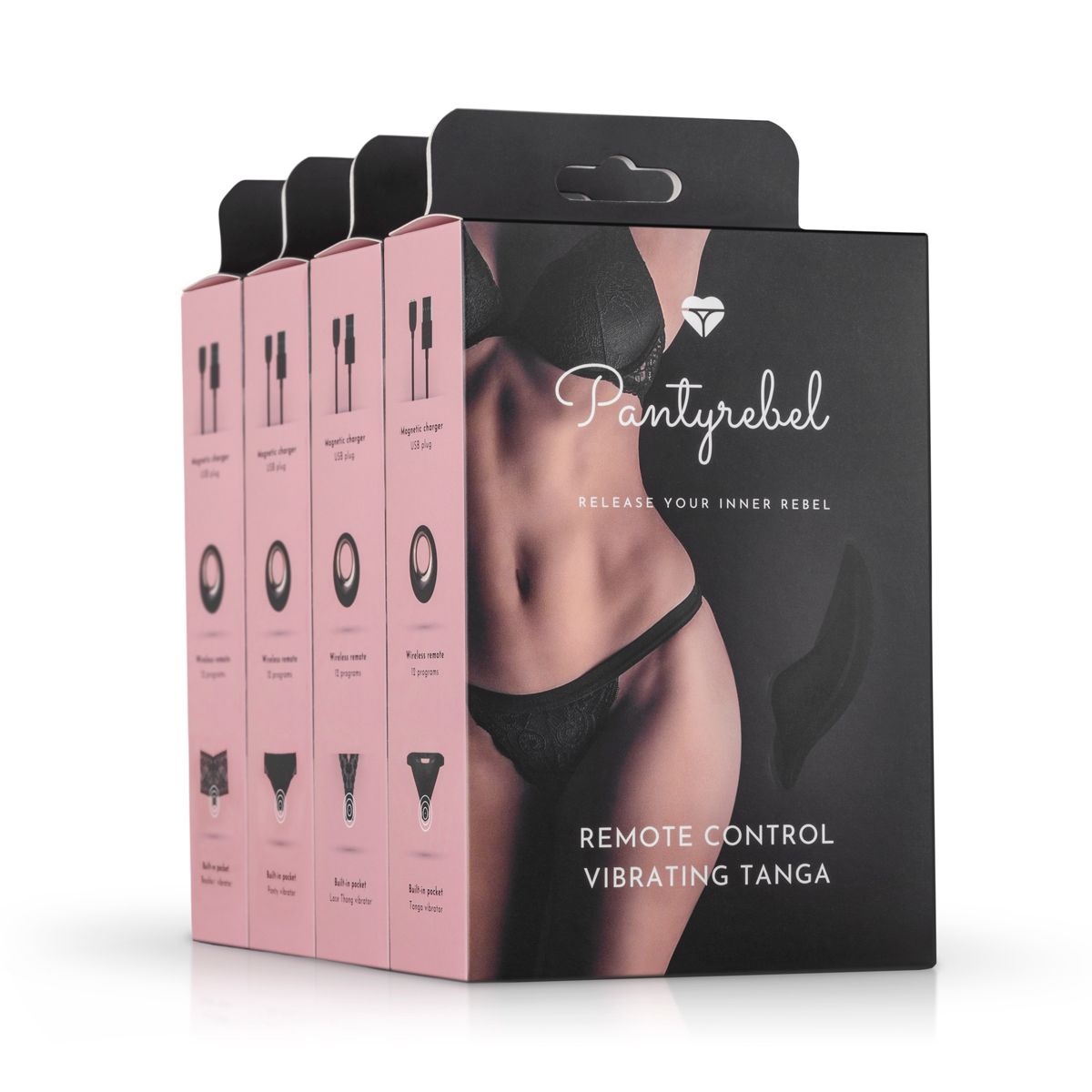 PantyRebel - Vibrations-String mit Auflege-Vibrator - 12 Vibrationsstufen mit Fernbedienung