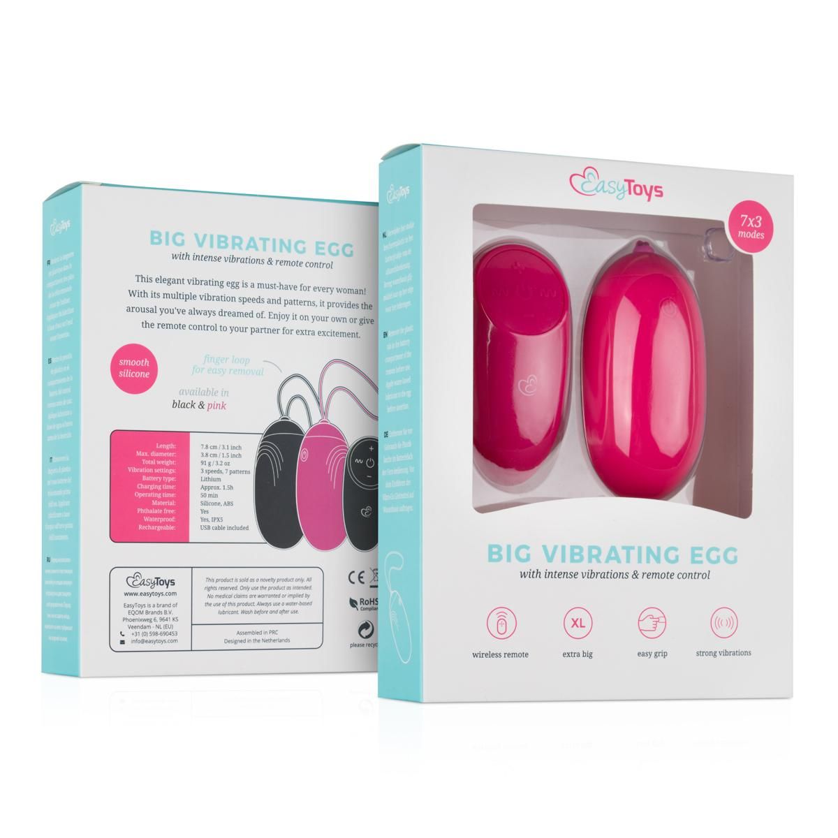 XL-Vibro-Ei mit Fernbedienung - Rosa