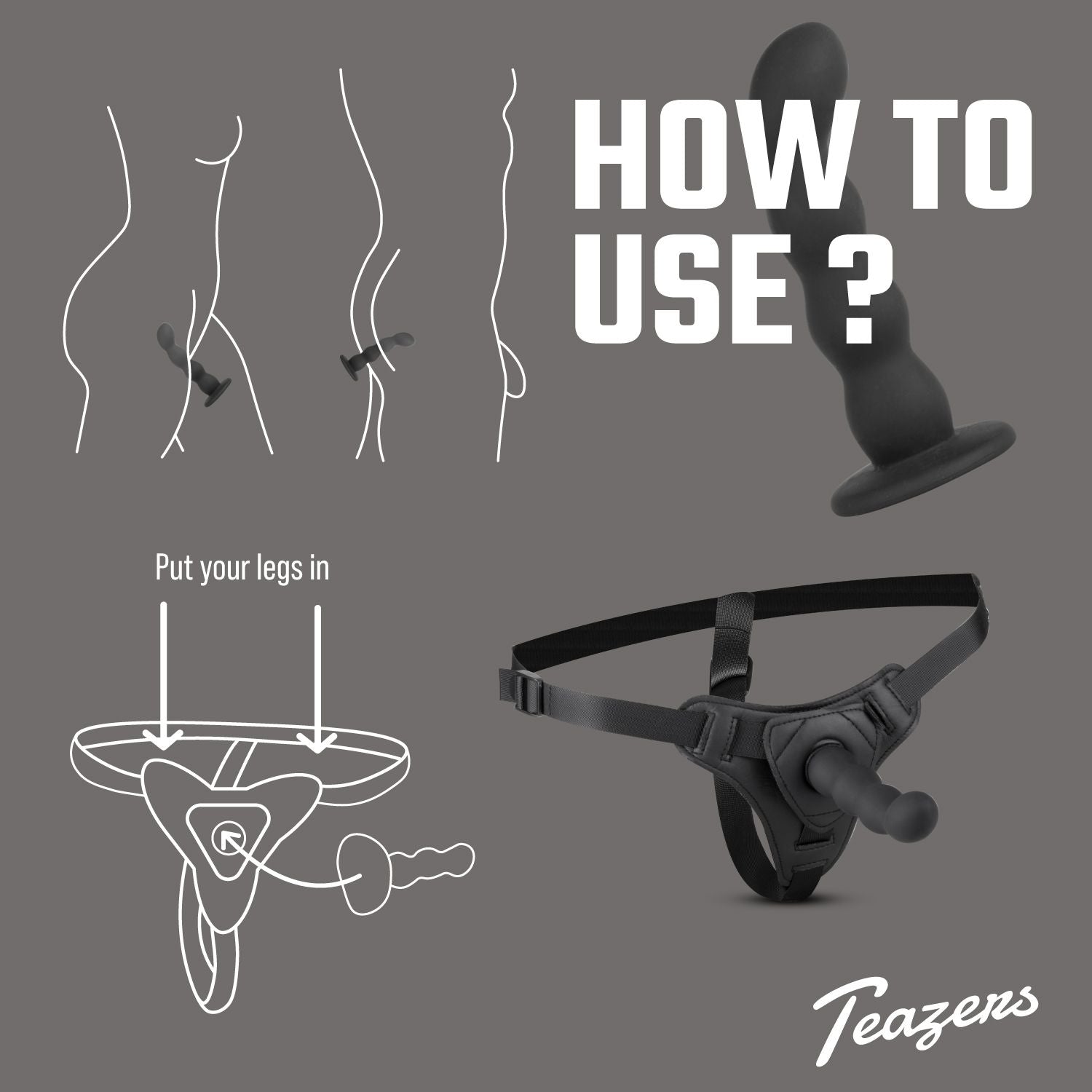 Teazers – Silikon Strap-On Set – Schwarz