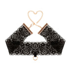 Rosy Gold - Spitzenmanschetten und Halsband - Schwarz