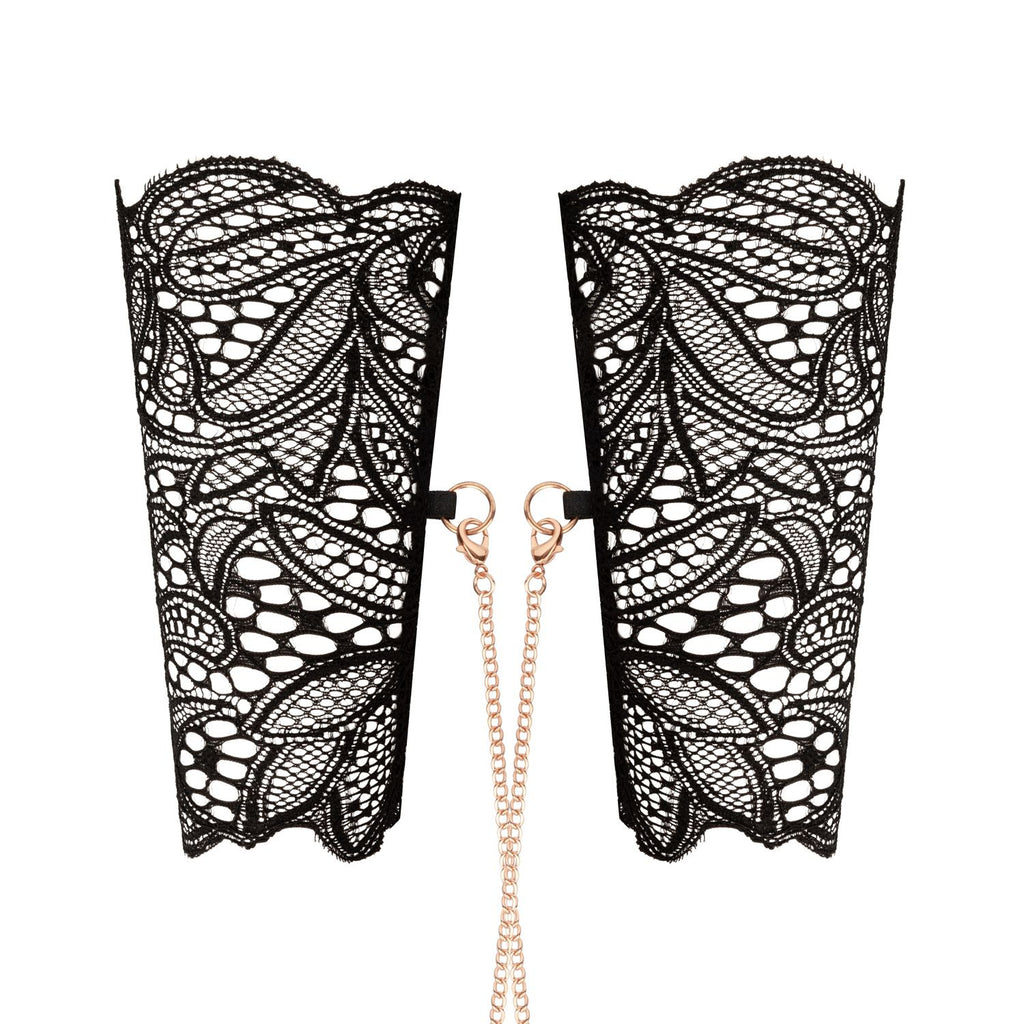 Rosy Gold - Spitzenmanschetten und Halsband - Schwarz
