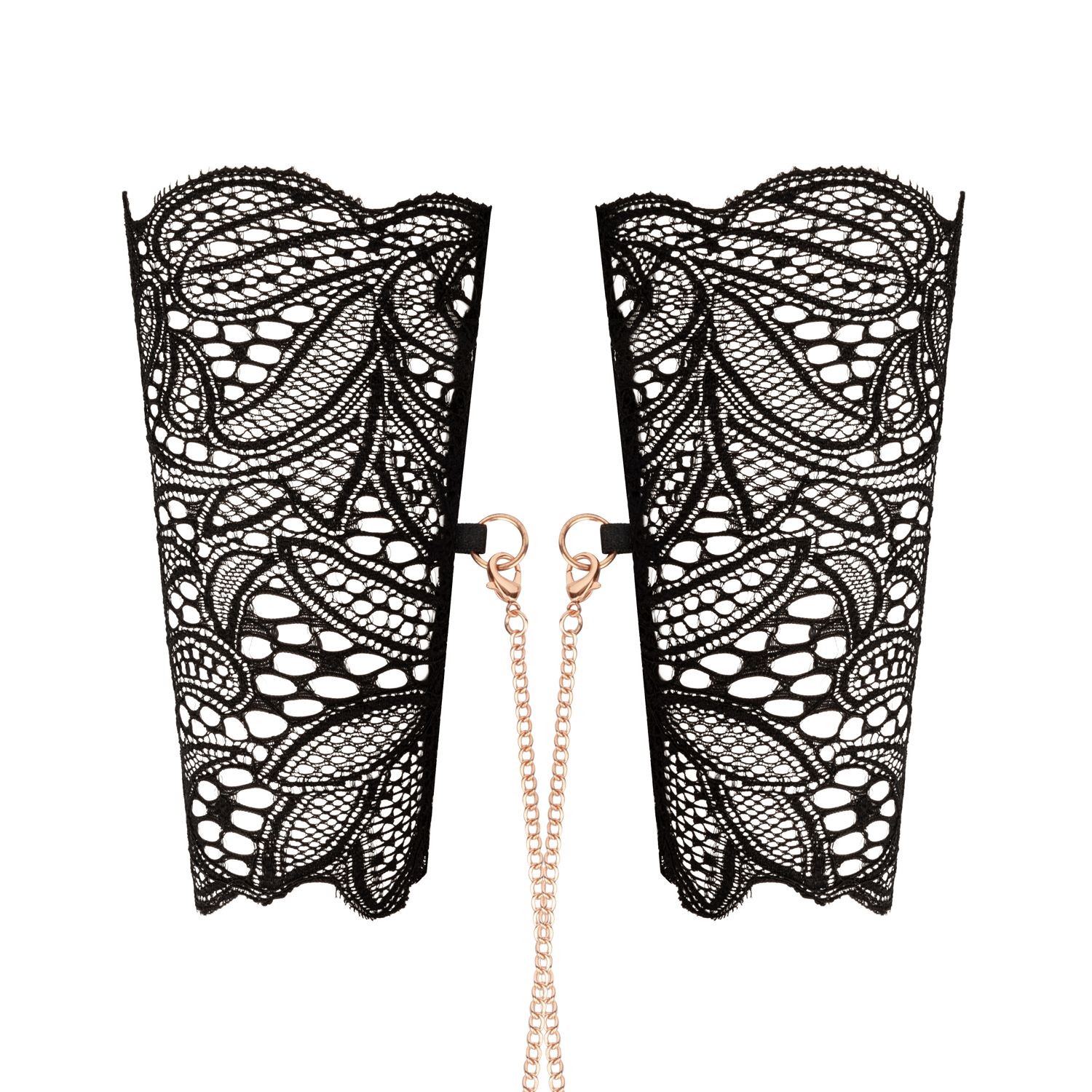 Rosy Gold - Spitzenmanschetten und Halsband - Schwarz
