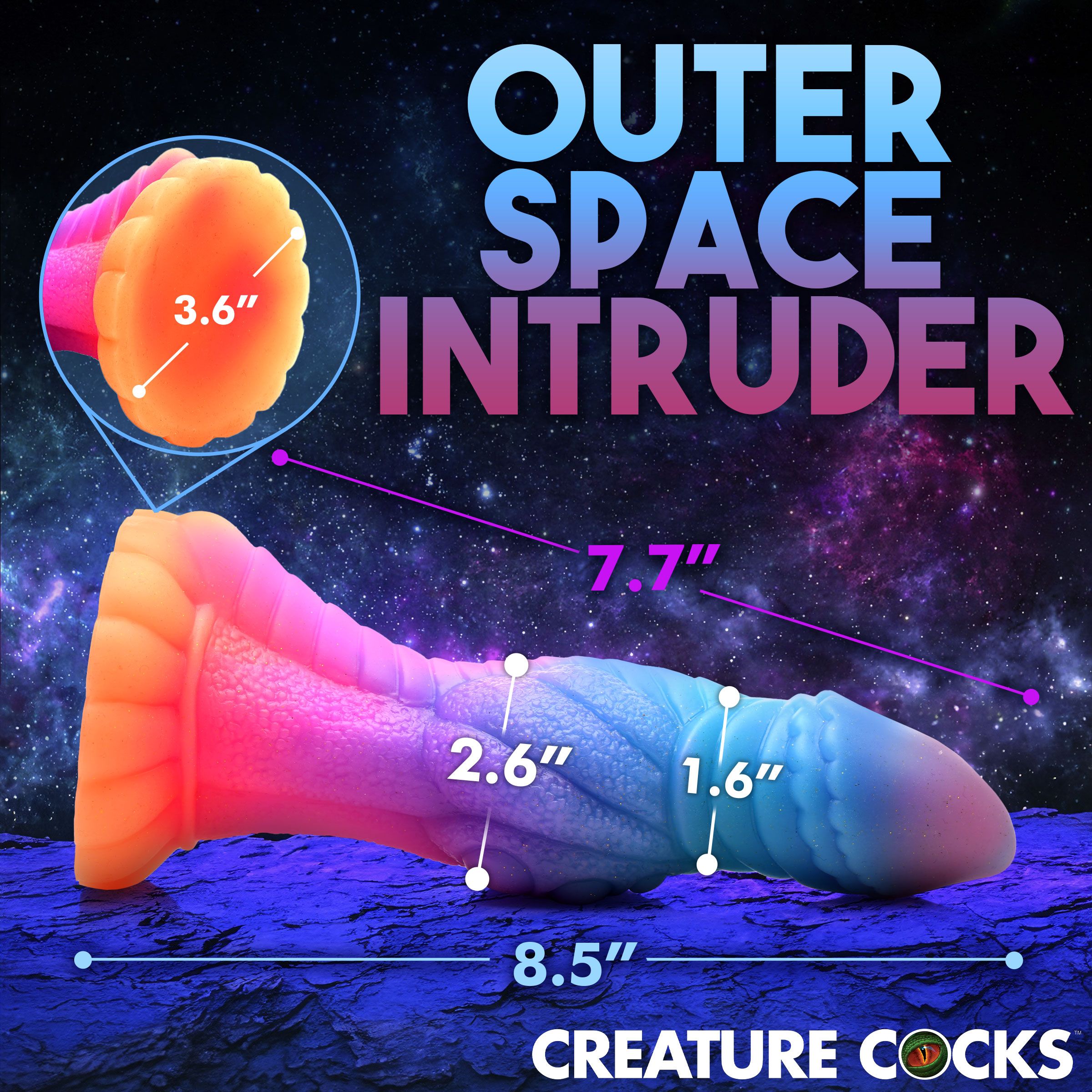 Leuchtender Alien-Dildo im Dunkeln
