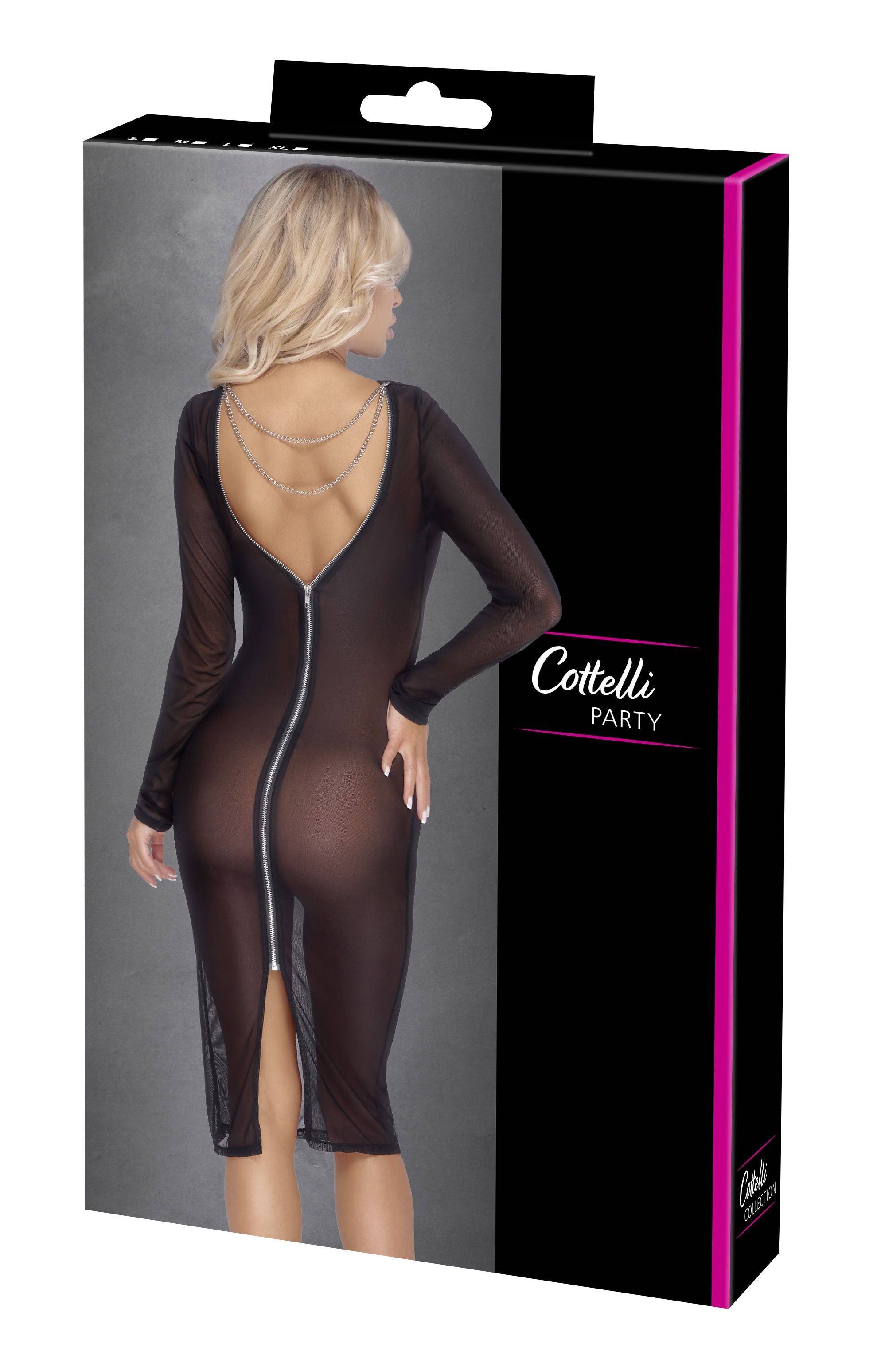 Cottelli Party - Transparentes Kleid mit langen Ärmeln - Schwarz