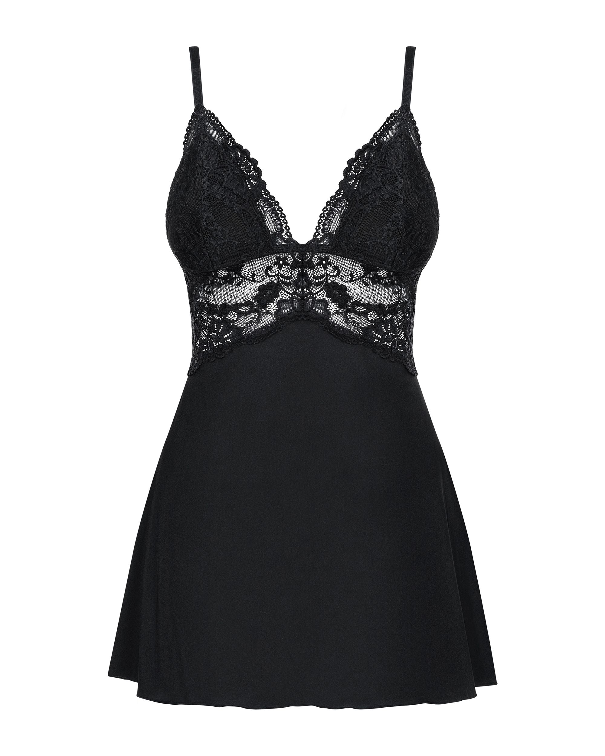Obsessive - Babydoll Set Mit Spitze - Schwarz