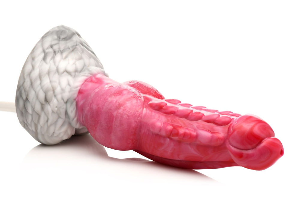 XR Brands - Resurrector Phoenix Spritzender Silikon-Dildo - Rot/Weiß