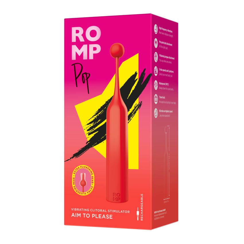 ROMP - Pop Klitoris-Stimulator mit 2 Aufsätzen - Rot