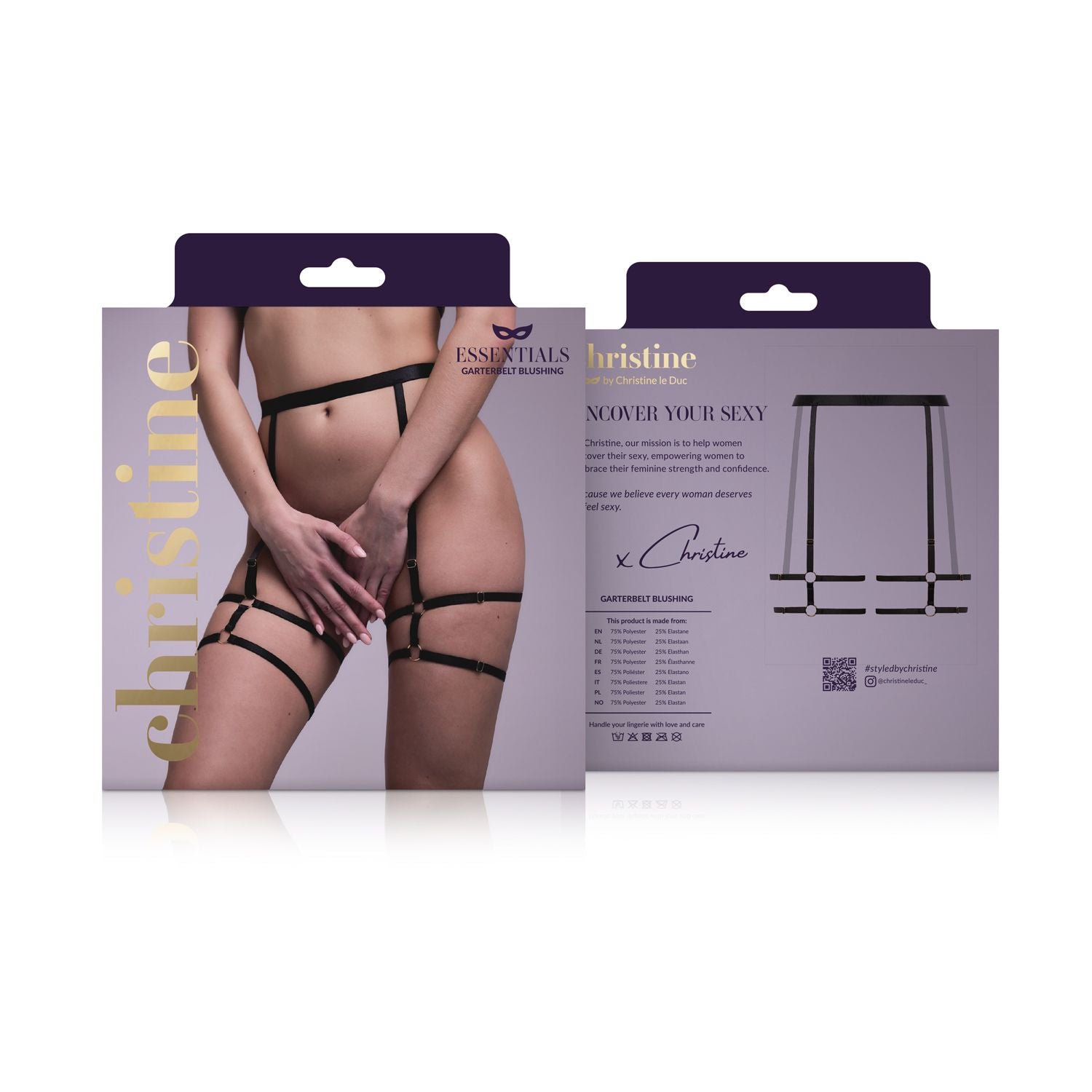 Christine - Strappy Strumpfhalter Blushing - Schwarz