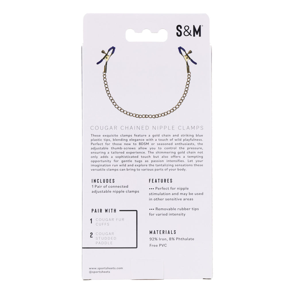 Cougar Brustwarzenklemmen mit Kette - Gold