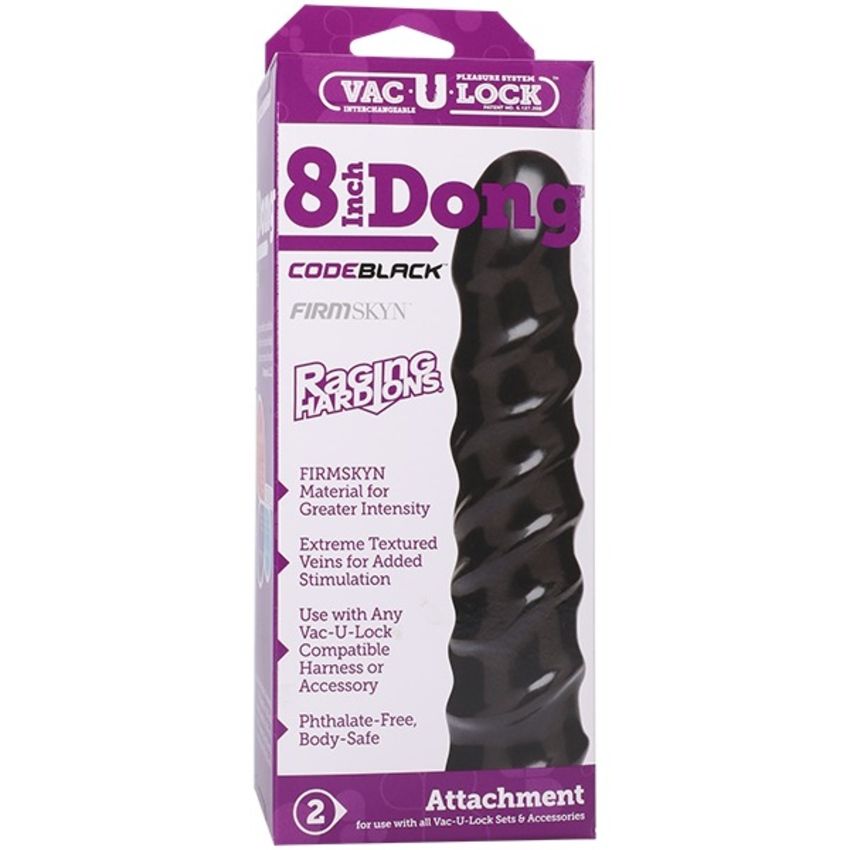Doc Johnson - VacULock CodeBlack 20,3 cm Dong Raging HardOns - Schwarz