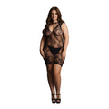 Le Desir - Spitzen-Minikleid mit hohem Kragen Queen Size - Schwarz