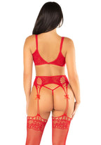 Leg Avenue – 3-teiliges Dessous-Set – Schwarz