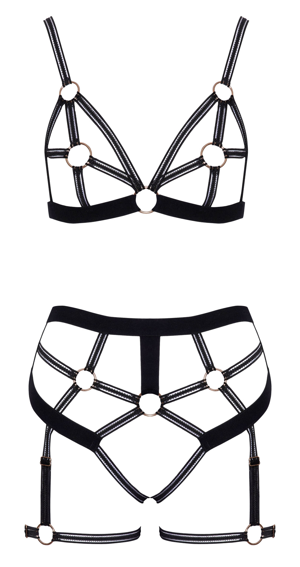 Cottelli LINGERIE – Ouvert Set Bra & Thong – Black