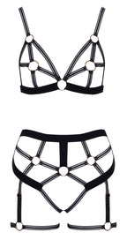 Cottelli LINGERIE – Ouvert Set Bra & Thong – Black