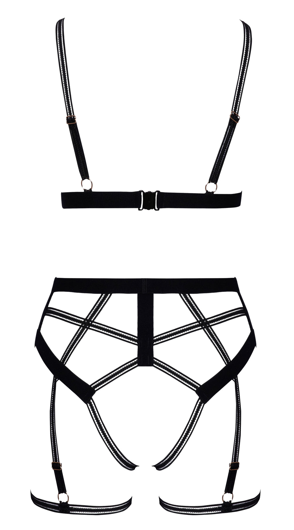Cottelli LINGERIE – Ouvert Set Bra & Thong – Black
