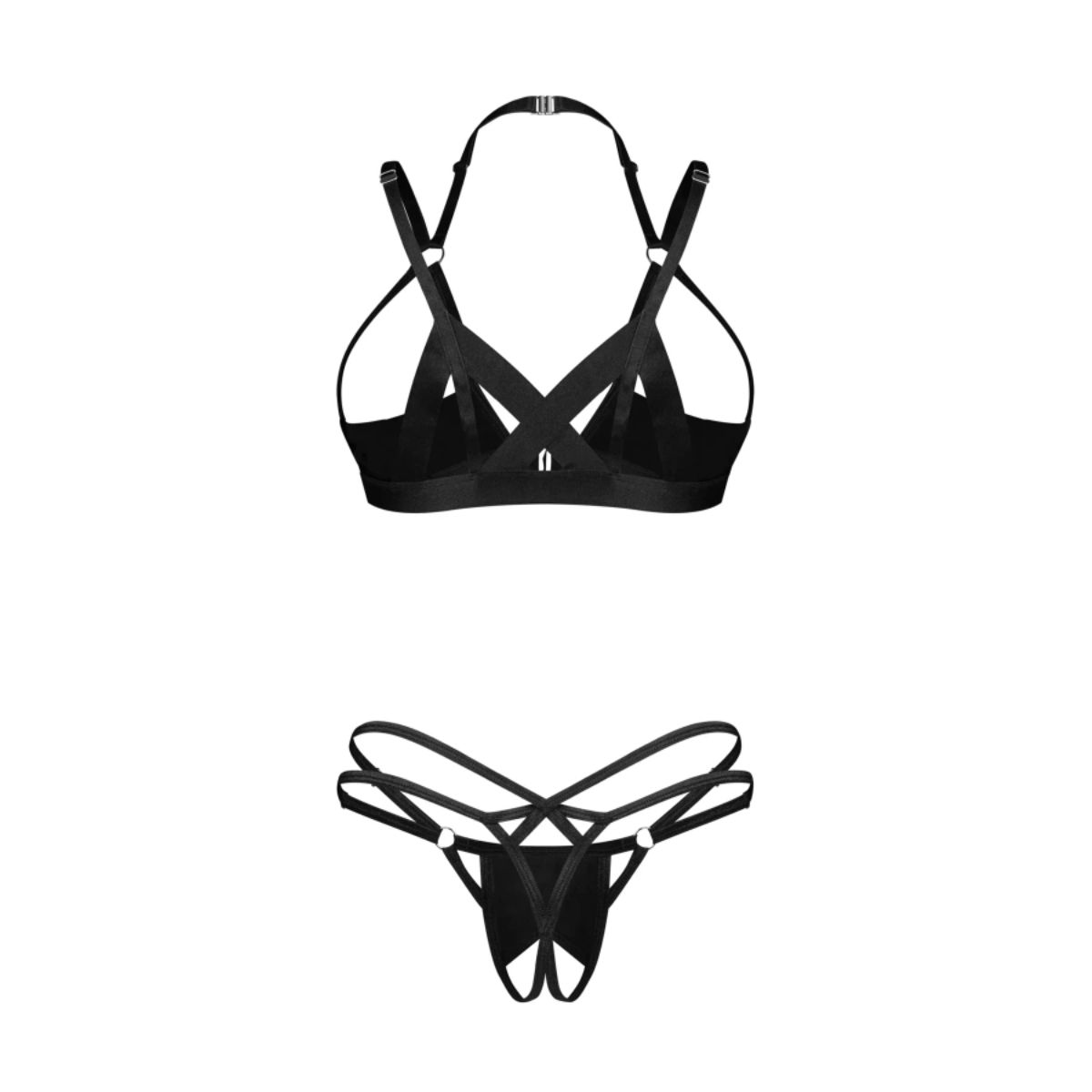 Obsessive – Keira Lise 2-teiliges Offenes Set – Schwarz