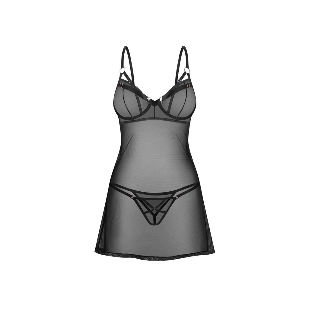 Obsessive – Euridia Chemise & String – Schwarz