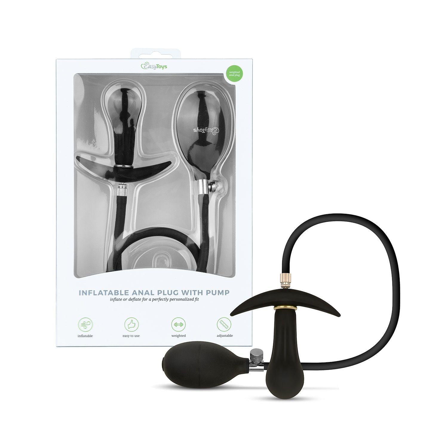 Anal Collection - Aufblasbarer Butt Plug mit Pumpe 8 cm - Schwarz