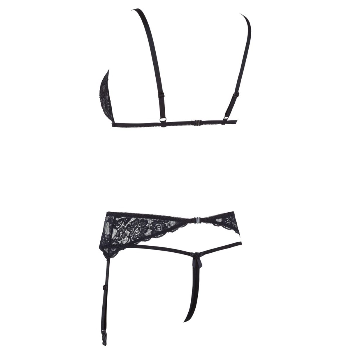 Cottelli Collection - 3-Delige Jarretelset Met Open Cup & Open Kruis