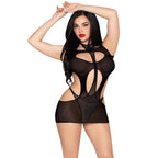 Leg Avenue - Minikleid und Halter Teddy - Schwarz